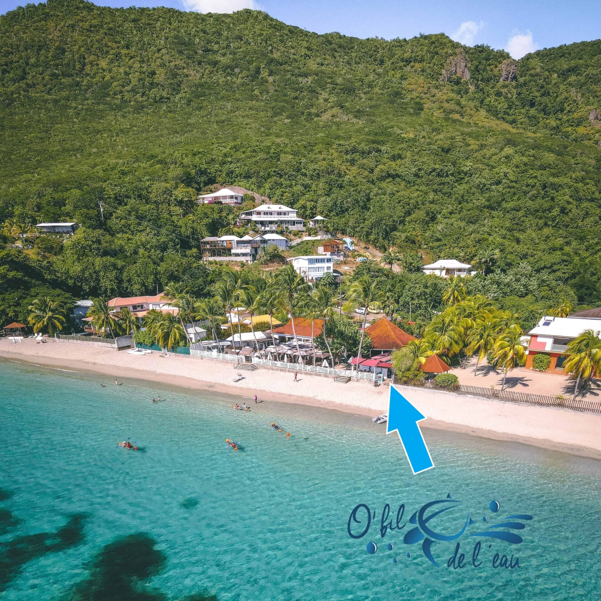 Le centre O Fil de l’Eau sur la plage de Grande Anse d’Arlet